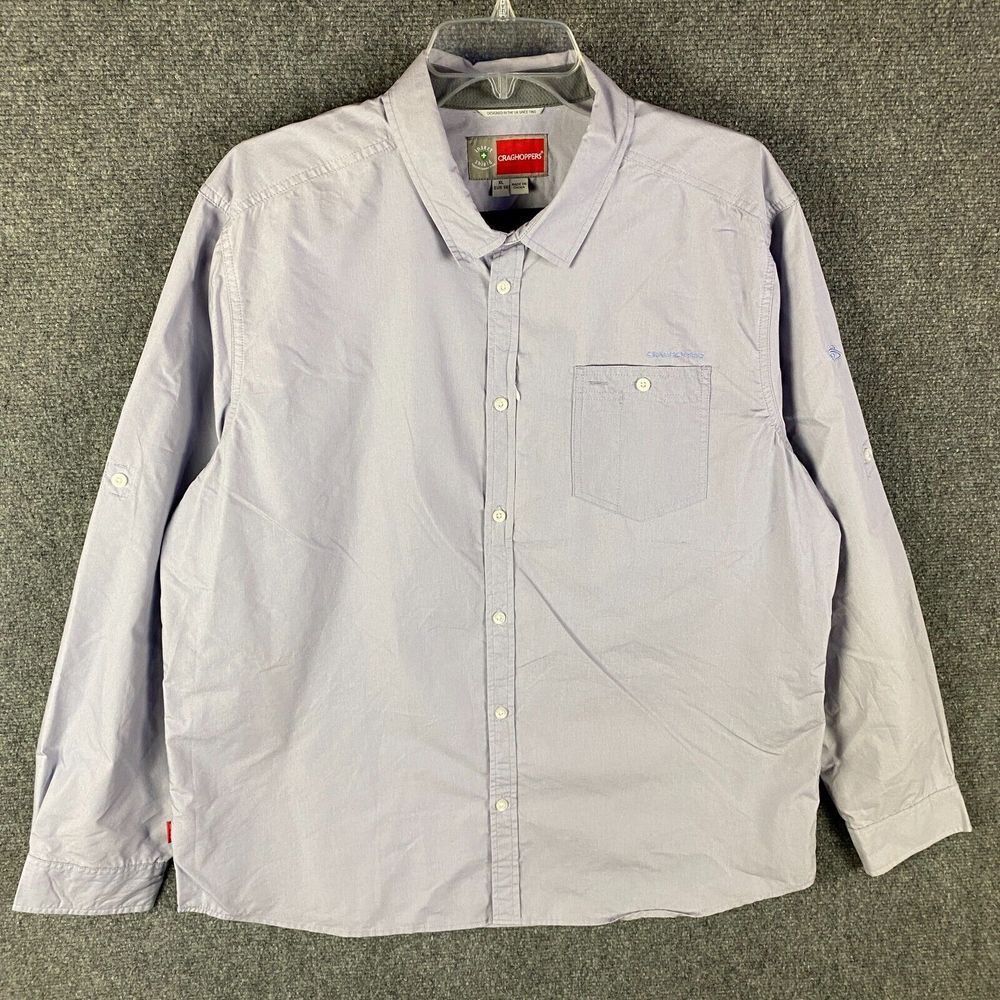 Craghoppers Button Up Shirt Men's XL Insect Shield Long Sleeve Cotton Blend